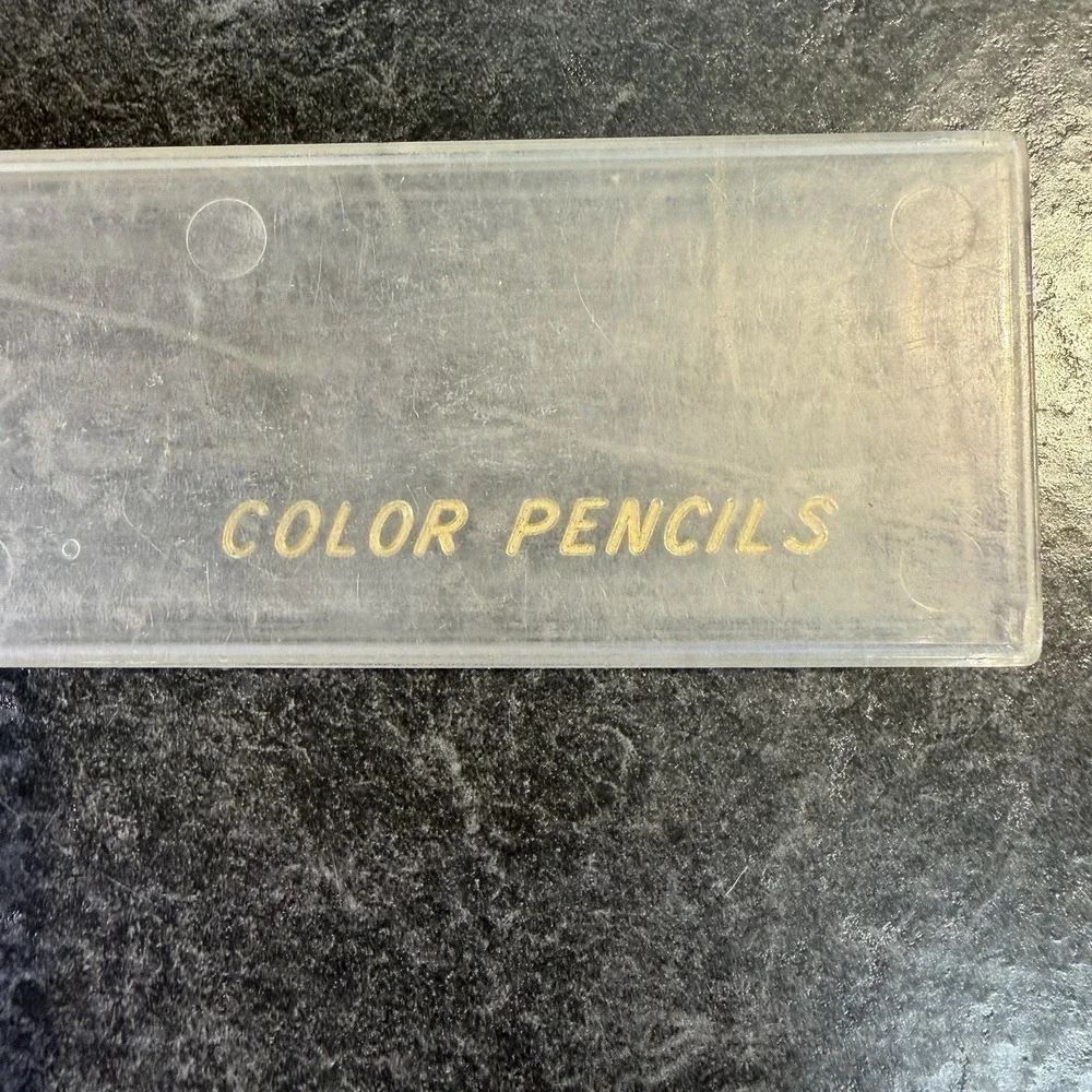 Vintage DIXON BEST Hard Plastic Color Pencil Box‎ Case 7 1/8 x 2 Inch USA